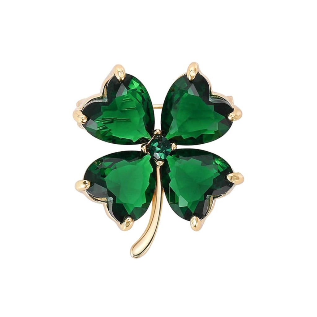 New! Shamrock Green Crystal Brooch (3039)
